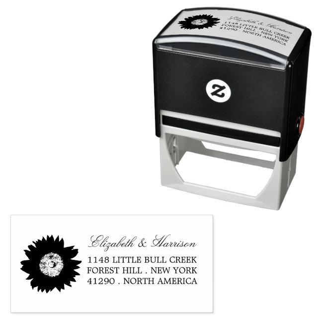 Country Rustic Sunflower Return Address Self-inking Stamp (In Situ)