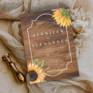 Country Rustic Sunflower Wedding Invitation