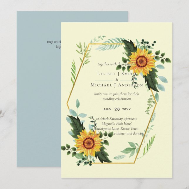 Country Rustic Sunflowers Greenery Wedding Budget (Front/Back)