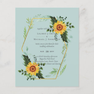 Country Rustic Sunflowers Greenery Wedding Budget Flyer