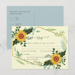Country Rustic Sunflowers Greenery Wedding Budget Postcard