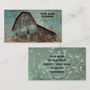 Country Rustic Teal Barn Vintage Texture Business Card