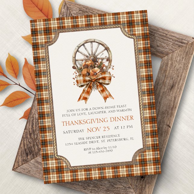Country Rustic Thanksgiving Dinner Invitation (Creator Uploaded)