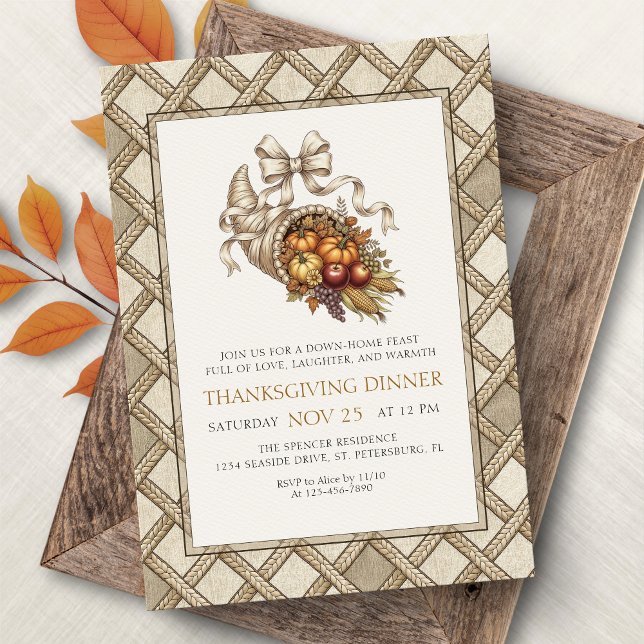 Country Rustic Thanksgiving Dinner Invitation (Creator Uploaded)
