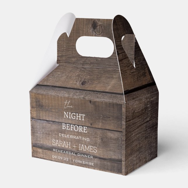 Country Rustic The Night Before Rehearsal Dinner  Favour Box (Front Side)