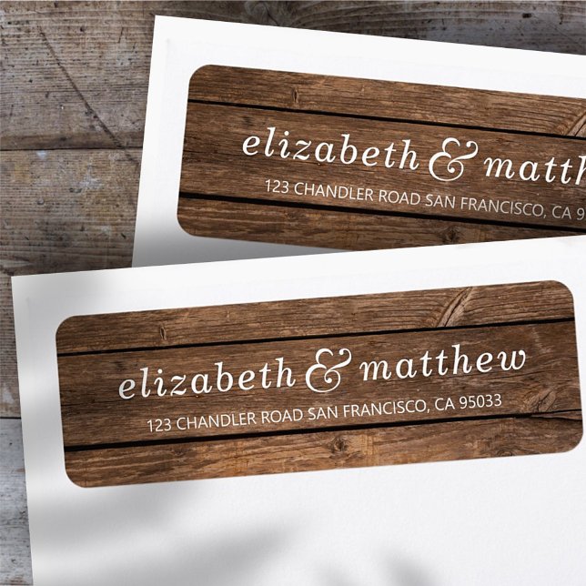 Country Rustic Typography Dark Wood Return Address (Creator Uploaded)