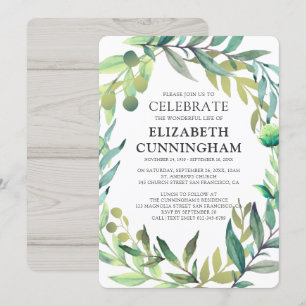 Country Rustic Watercolor Foliage Memorial Invitation