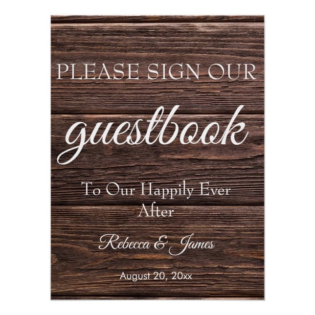 Country Rustic Wedding Guestbook Sign  (Front)