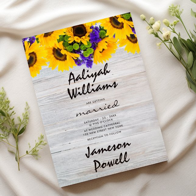 Country rustic white wood floral backyard wedding invitation (Country rustic white wood floral backyard wedding )