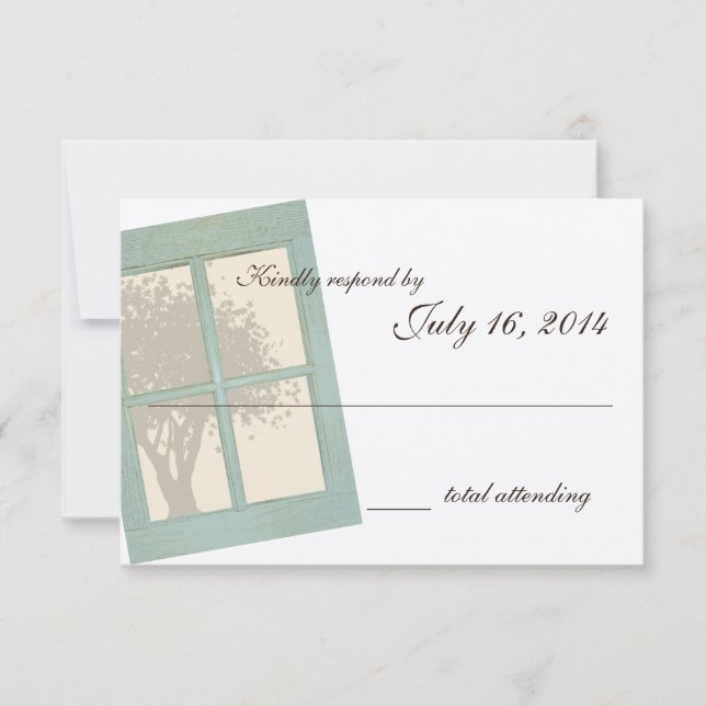 Country Rustic Window Pane Wedding RSVP Card (Front)
