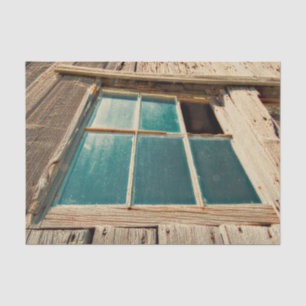 Country Rustic Wood Barn Window Teal Vintage Tissue Paper