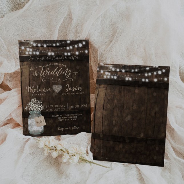 Country Rustic Wood Barrel Wedding Invitations (Creator Uploaded)