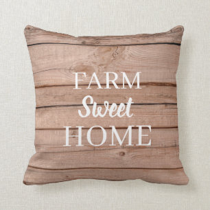 Country Rustic Wood Farm Sweet Home Cushion