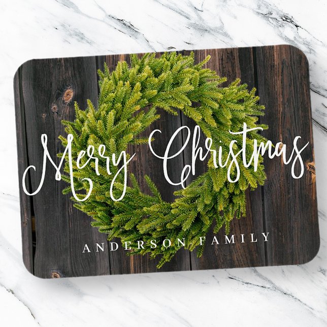 Country Rustic Wood Merry Christmas Greeting Magnet (Creator Uploaded)