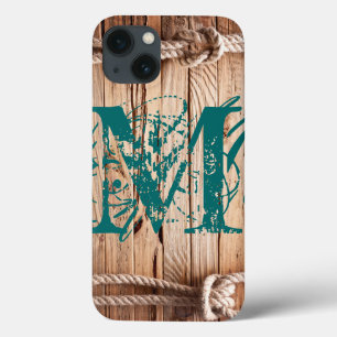 Country Rustic Wood Rope Nautic Monogram IPAD Case