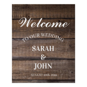 Country Rustic Wood Wedding Welcome Celebration Poster