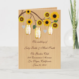 Country Rustic Yellow Mason Jars Program Card