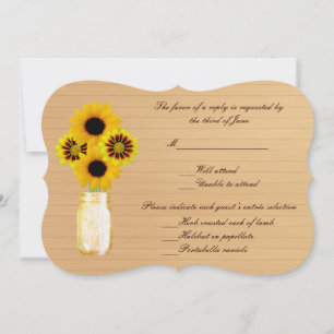 Country Rustic Yellow Mason Jars Response Card