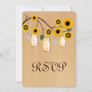 Country Rustic Yellow Mason Jars Response Card