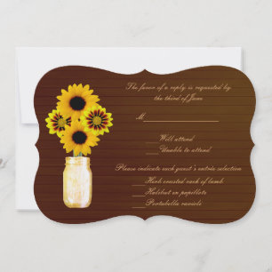 Country Rustic Yellow Mason Jars Response Card