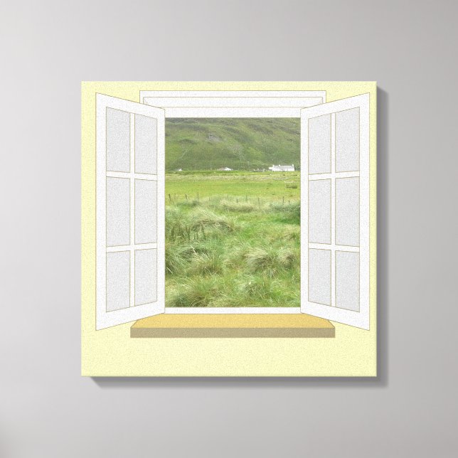 Country Scene in Ireland through Window Canvas Print (Front)