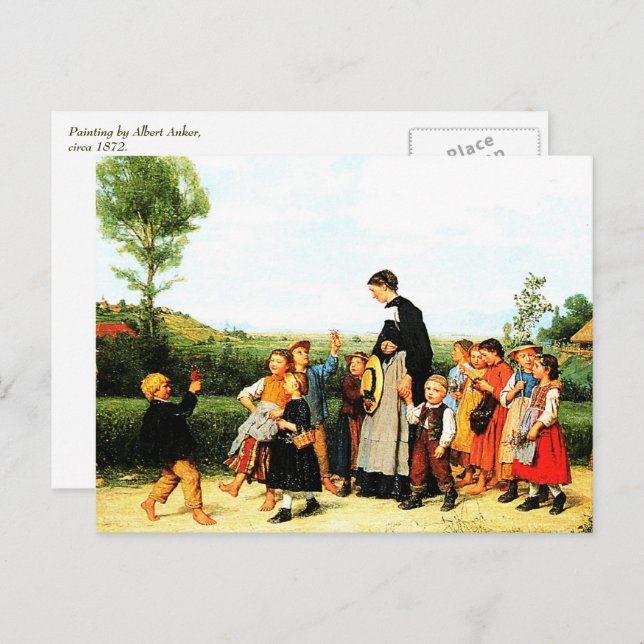 Country School Teacher Painting Postcards (Front/Back)