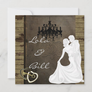 COUNTRY Silhouette Wedding  Invitation WITH ANTIQU