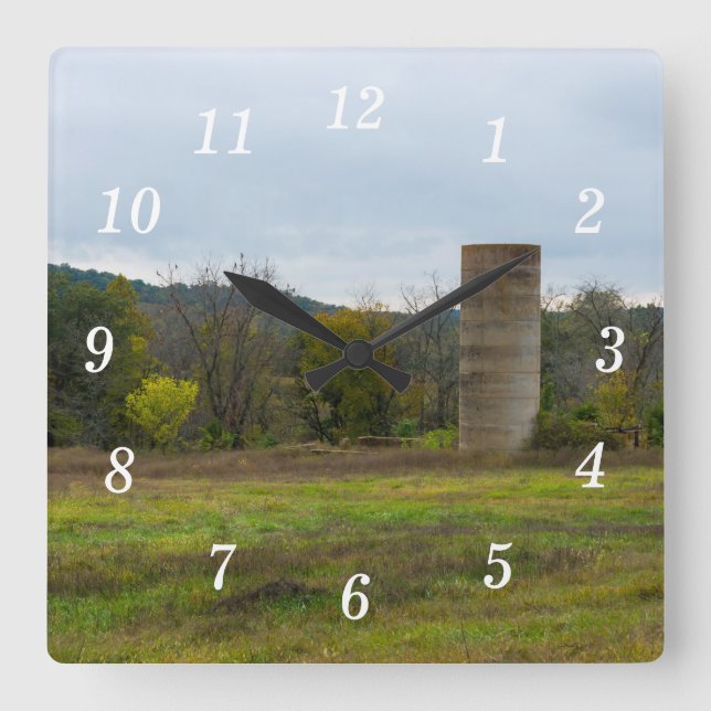 Country Silo Landscape Wall Clock (Front)