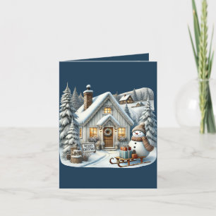 Country snowman Christmas add message Holiday Card