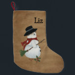 Country Snowman Christmas Stocking<br><div class="desc">This Country Snowman Christmas Stocking would fit nicely with a primitive or country holiday decor. Customise it with your own name or text.</div>