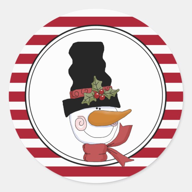 Country Snowman Holiday Envelope Seals Stickers (Front)