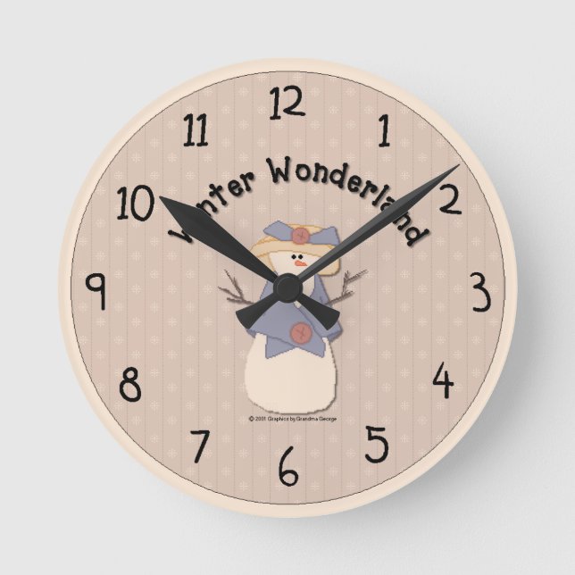 Country Snowman Wall Clock (Front)