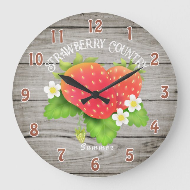 Country Strawberry Large Clock (Front)