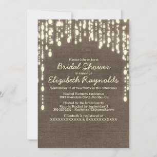Country String of Lights Bridal Shower Invitations