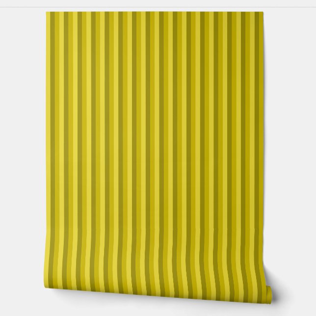 Country-Style 1/4" Rustic Yellow Stripes Wallpaper (Unrolling)