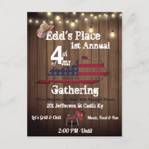 Country style 4th of July invitation
