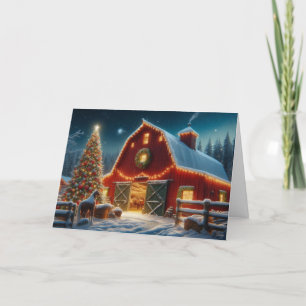 country-style barn Christmas greeting cards. Holiday Card