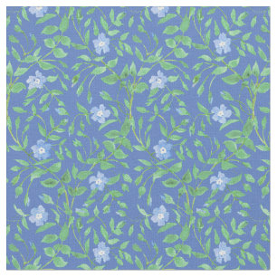 Country-style Blue Green Floral Periwinkle Pattern Fabric