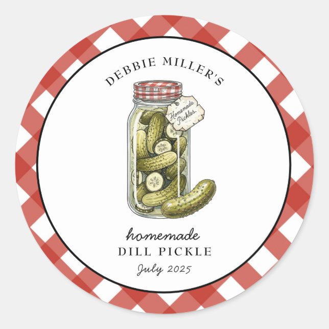 Country style Dill pickle Canning jar label  (Front)