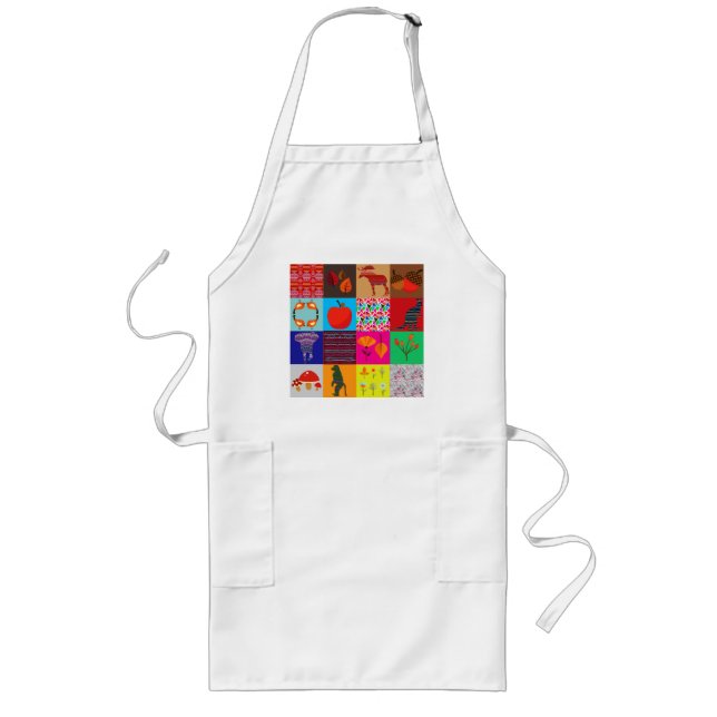 Country style graphic patchwork long apron (Front)