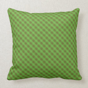 Country-style Green Check Gingham Cushion, Pillow