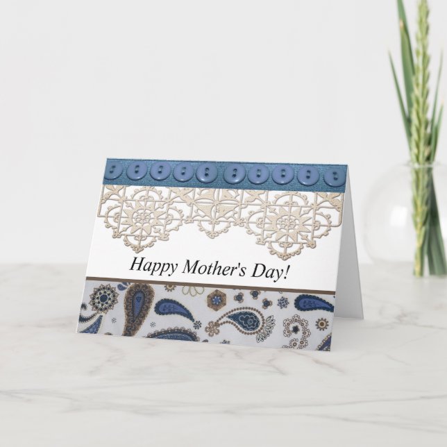Country Style Happy Mother's Day Card with Buttons (Front)