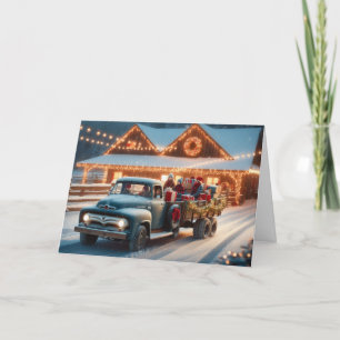 Country-style hayride Christmas greeting cards. Holiday Card