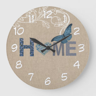 Country Style Home Collage Large Clock