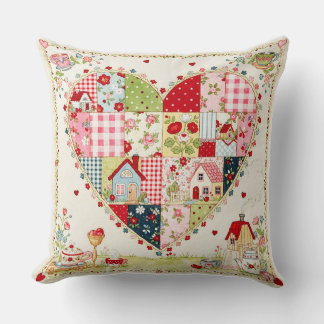 Country Style Patchwork Heart  Cushion. Cushion