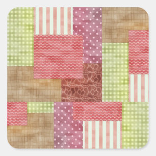 Country Style Patchwork Quilt Square Sticker