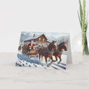 Country-style Santa Christmas greeting cards