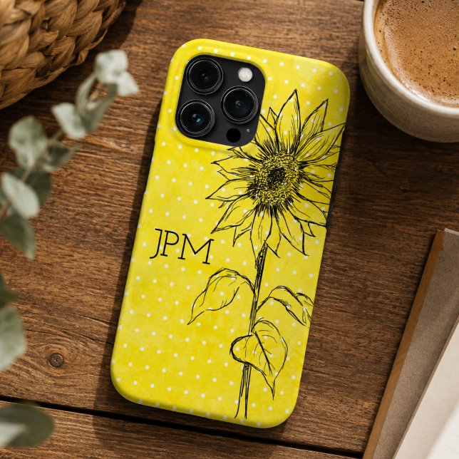 Country Style Yellow Dot Hand Drawn Sunflower  Case-Mate iPhone Case (Creator Uploaded)