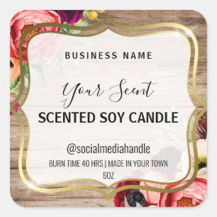Country Styled Floral Scented Soy Candle Labels