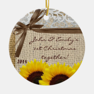 Country Sun Flower Burl Personalised Name Ornament